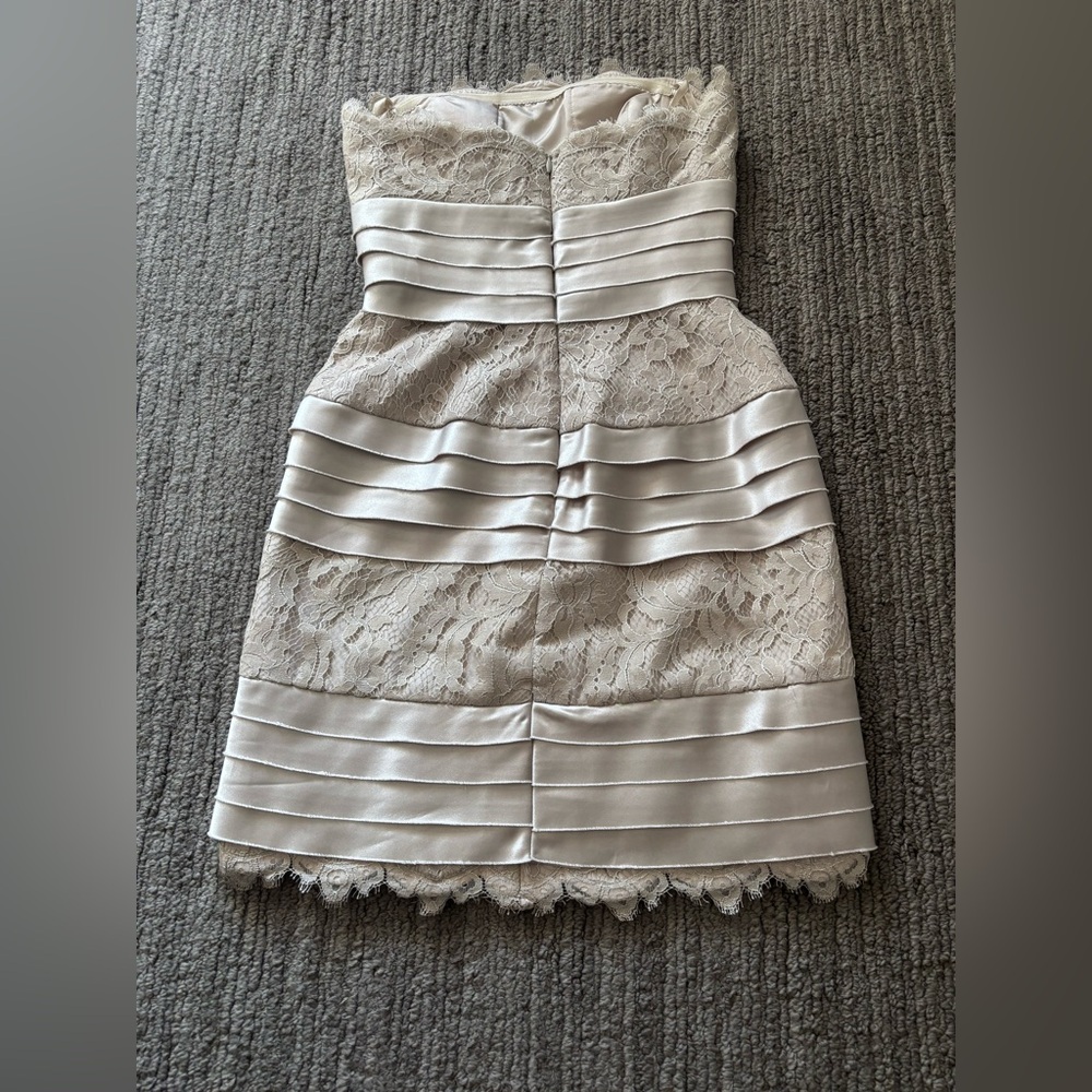 BCBG strapless lace and silky cocktail dress - Picture 9 of 15